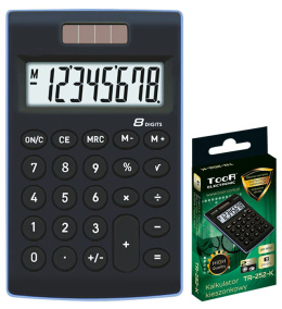Kalkulator TOOR TR-252-K CZARNY, 8 pozycyjny, podwójne zasilanie 120-1772