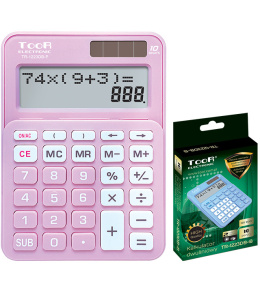 Kalkulator dwuliniowy TOOR TR-1223DB-B 10-pozycyjny różowy 120-1902 (X)