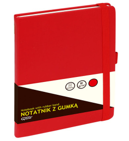 Notatnik GRAND z gumką A5/80 kartek, 80g/kratka, okładka czerwona, 150-1382