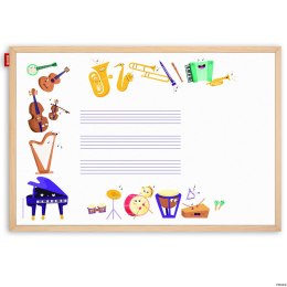 Tablica edukacyjna MemoBe, WHITEBOARDGAME: Music adventure!, nadruk WESOŁE INSTRUMENTY, rama drewniana, 90x60 cm MTM090060.MU02.