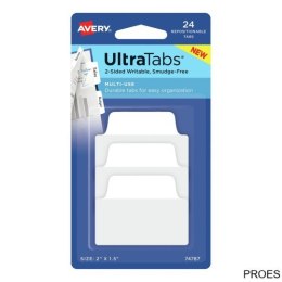 Ultra Tabs - samoprzylepne zakładki indeksujące, białe, 50,8x38, 24 szt., Avery Zweckform 74787