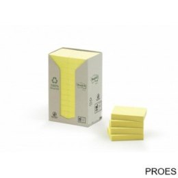 Bloczek samoprzylepny ekologiczny POST-IT (653-1T), 38x51mm, 24x100 kart., żółty