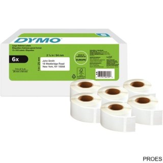 Etykieta na adres zwrotny - 25 x 54 mm, biała - VALUE PACK 6 szt 2177564 DYMO