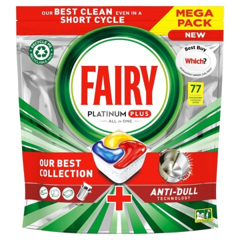 FAIRY kapsułki do zmywarki PLATINUM PLUS ALL IN1 LEMON 77 sztuki 10993