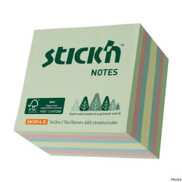 FSC notes kostka 76X76mm, pastel żół/ziel/róż/nieb, 400 kartek 21891