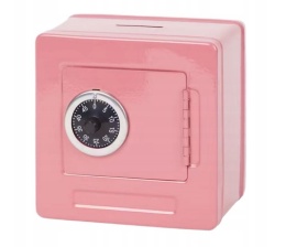 Mini sejf, kasetka z zamkiem szyfrowym 13,5 x 11 x 13,5 cm metal Różowy