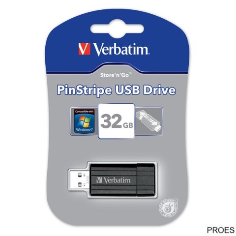 Pamięć Pendrive VERBATIM 32GB USB 2.0 czarny PINSTRIPE 49064 Pamięć Pendrive VERBATIM 32GB USB 2.0 czarny PINSTRIPE 49064