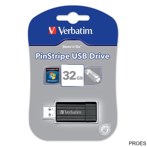 Pamięć Pendrive VERBATIM 32GB USB 2.0 czarny PINSTRIPE 49064