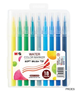 Pisak artystyczny pędzelkowy 1-4 mm, wodny, zestaw 18 kolorów, MG MG ACP92168