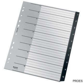 Przekładki Recycle 1 - 10, A4, PP, czarne Leitz, 12080000