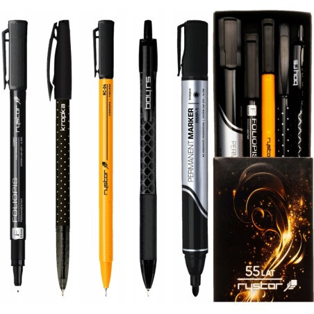 Zestaw RYSTOR 55-lat (długopis Kropka+RC-04 +RMP-1+Boy R 904-555S +foliopis F kolor czarny
