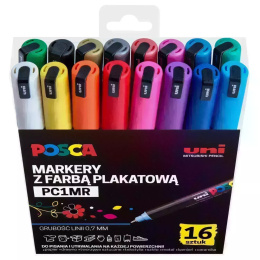 Markery z tuszem pigmentowym PC-1MR, komplet 16 sztuk POSCA UNPC1MR/16C