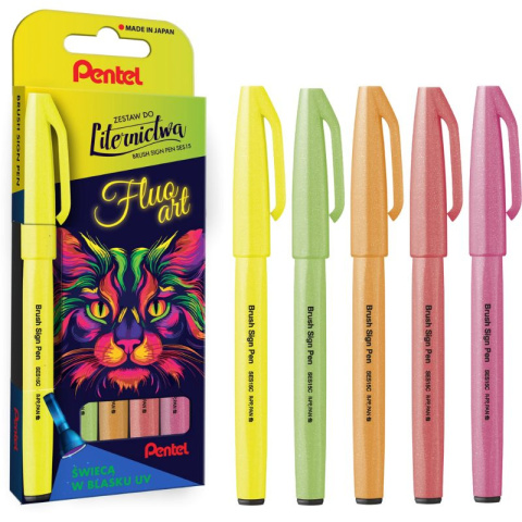 Pisak BRUSH PEN SIGN (5) SES15C-ST5FLUOPL PENTEL Pisak BRUSH PEN SIGN (5) SES15C-ST5FLUOPL PENTEL