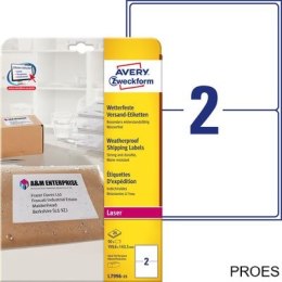 Etykiety wysyłkowe odporne na zmiany pogodowe, A4, 25 ark./op., 199,6 x 143,5 mm, białe, AVERY ZWECKFORM, L7996-25