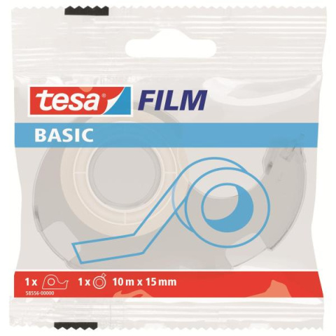 Taśma biurowa TESA BASIC mleczna 10mx15mm dys.w etui 58556-00000-00 TS