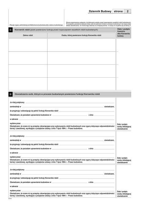 Dziennik budowy 120stron A4 603-2Z Dziennik budowy 120stron A4 603-2Z