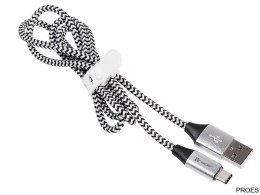 Kabel USB 2.0 TYPE-C A MALE 1m czarny-szary TRACER TRAKBK46266