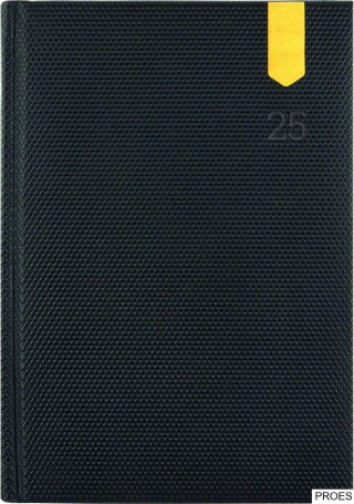 Kalendarz B-5 NOTE książkowy (NT2), 12 - czarny karo / wstawka 2025 TELEGRAPH