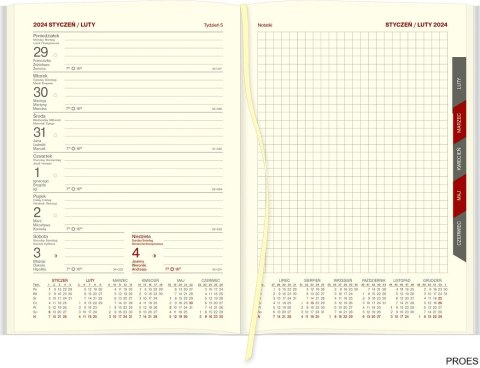 Kalendarz Cross z gumką i ażurową datówką A5 Tygodniowy z notesem 204 A5TNRK czerwony 2025 WOKÓŁ NAS