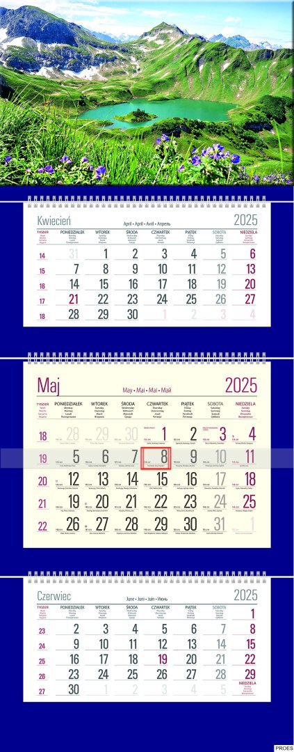 Kalendarz Trójdzielny z główką (T08) JEZIORO - granat 2025 TELEGRAPH Kalendarz Trójdzielny z główką (T08) JEZIORO - granat 2025 TELEGRAPH