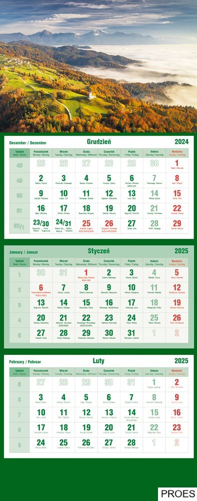 Kalendarz trójdzielny 2025 Góry Michalczyk i Prokop T-105T-04