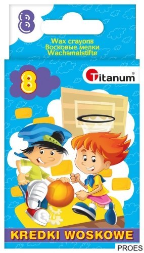 Kredki woskowe 8 kolorów wytrzymałe EN71 2108D/62868 TITANUM
