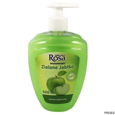 ROSA Mydło w płynie antybakteryjne z dozownikiem 500ml Zielone Jabłko ROSA Mydło w płynie antybakteryjne z dozownikiem 500ml Zielone Jabłko