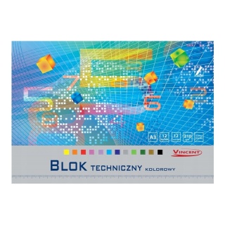 Blok techniczny kolorowy A3-210g VINCENT