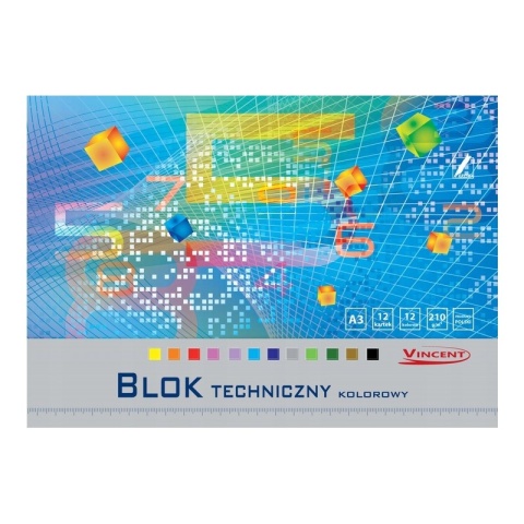Blok techniczny kolorowy A3-210g VINCENT