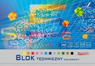 Blok techniczny kolorowy A4 -210g VINCENT 517