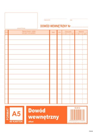 Dowód wewnetrzny A5, 40 kartek offset, 10-K12 DOTTS
