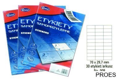 Etykiety samoprzylepne No. 009 70x29,7 mm GRAND 150-1036 Etykiety samoprzylepne No. 009 70x29,7 mm GRAND 150-1036