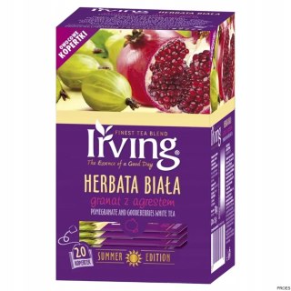 Herbata IRVING granat z agrestem 20 kopert 1,5g biała