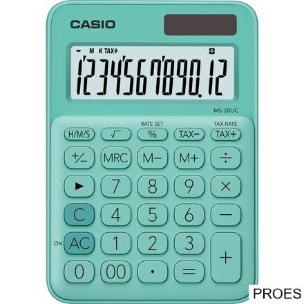 Kalkulator CASIO MS-20UC-GN BOX zielony Kalkulator CASIO MS-20UC-GN BOX zielony