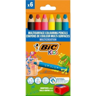 Kredki ołówkowe + temperówka BIC Kids Multisurface ECO Pudełko 6+1szt 515220