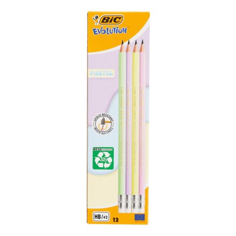 Ołówek z gumką BIC Evolution pastel (12szt) 518306 Ołówek z gumką BIC Evolution pastel (12szt) 518306