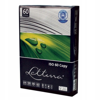 Papier xero A4 LETTURA, 80g, ISO80, ekologiczny, 100% recykling, karton 5 ryz