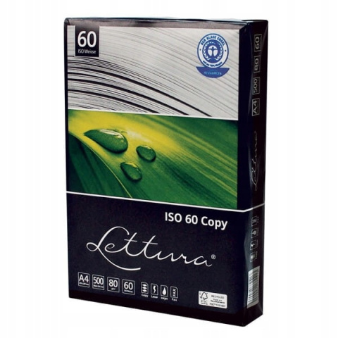 Papier xero A4 LETTURA, 80g, ISO80, ekologiczny, 100% recykling, karton 5 ryz Papier xero A4 LETTURA, 80g, ISO80, ekologiczny, 100% recykling, karton 5 ryz