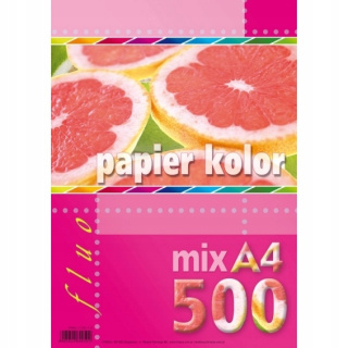 Papier kredowy A4 FLUO mix 500ark 5kol KRESKA