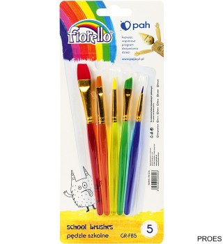 Pędzle szkolne 5szt. różne kształty GR-FB5 FIORELLO 170-2215