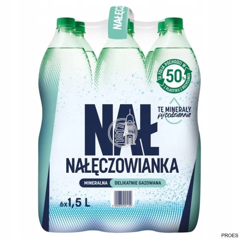 Woda NAŁĘCZOWIANKA gazowana 1.0L butelka PET zgrzewka 6 szt.