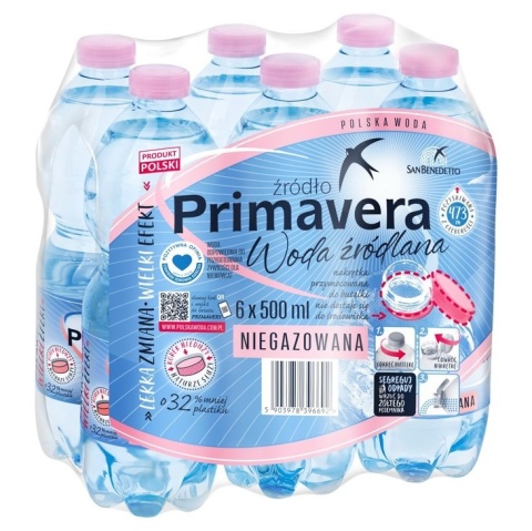 Woda PRIMAVERA 0.5l niegazowana zgrzewka 6 szt.