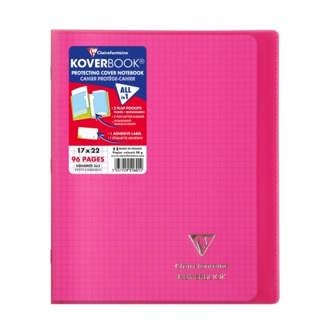Zeszyt koverbook, w okładce z pp, 17x22 cm, w kratkę, 48 kartek, mix kolorów CLAIREFONTAINE 951601C Zeszyt koverbook, w okładce z pp, 17x22 cm, w kratkę, 48 kartek, mix kolorów CLAIREFONTAINE 951601C