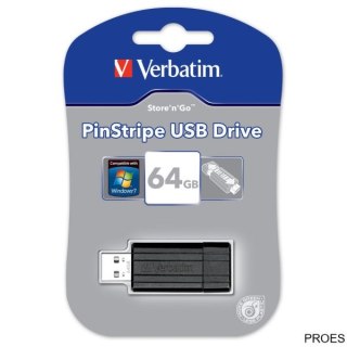 Pamięć Pendrive VERBATIM 64GB USB 2.0 czarny PINSTRIPE 49065