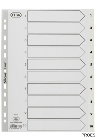 Przekładki numeryczne A4 MAXI 1-10, białe, polipropylenowe, OXFORD 100204765