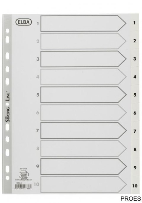 Przekładki numeryczne A4 MAXI 1-10, białe, polipropylenowe, OXFORD 100204765