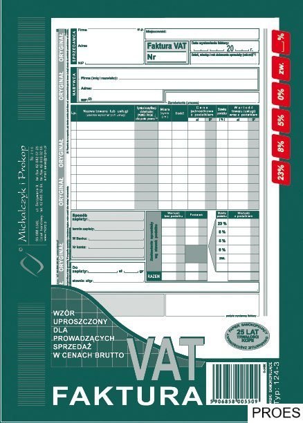 124-3E Faktura VAT brutto A5piN! (pion-upr.)MICHALCZYK I PROKOP 124-3E Faktura VAT brutto A5piN! (pion-upr.)MICHALCZYK I PROKOP