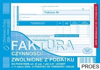198-3E Faktura czynności zwolnione z podatku A5 (o+1k) MICHALCZYK&PROKOP 198-3E Faktura czynności zwolnione z podatku A5 (o+1k) MICHALCZYK&PROKOP