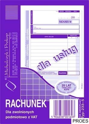 233-5 Rachunek A6 dla zwol.z VAT(usługa) MICHALCZYK i PROKOP 233-5 Rachunek A6 dla zwol.z VAT(usługa) MICHALCZYK i PROKOP