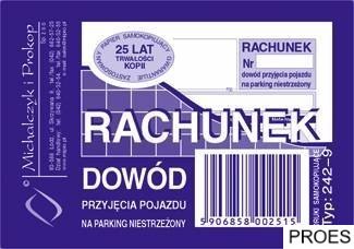 242-9 R-k Dowód prz.poj.na par king niestrze. 242-9 R-k Dowód prz.poj.na par king niestrze.